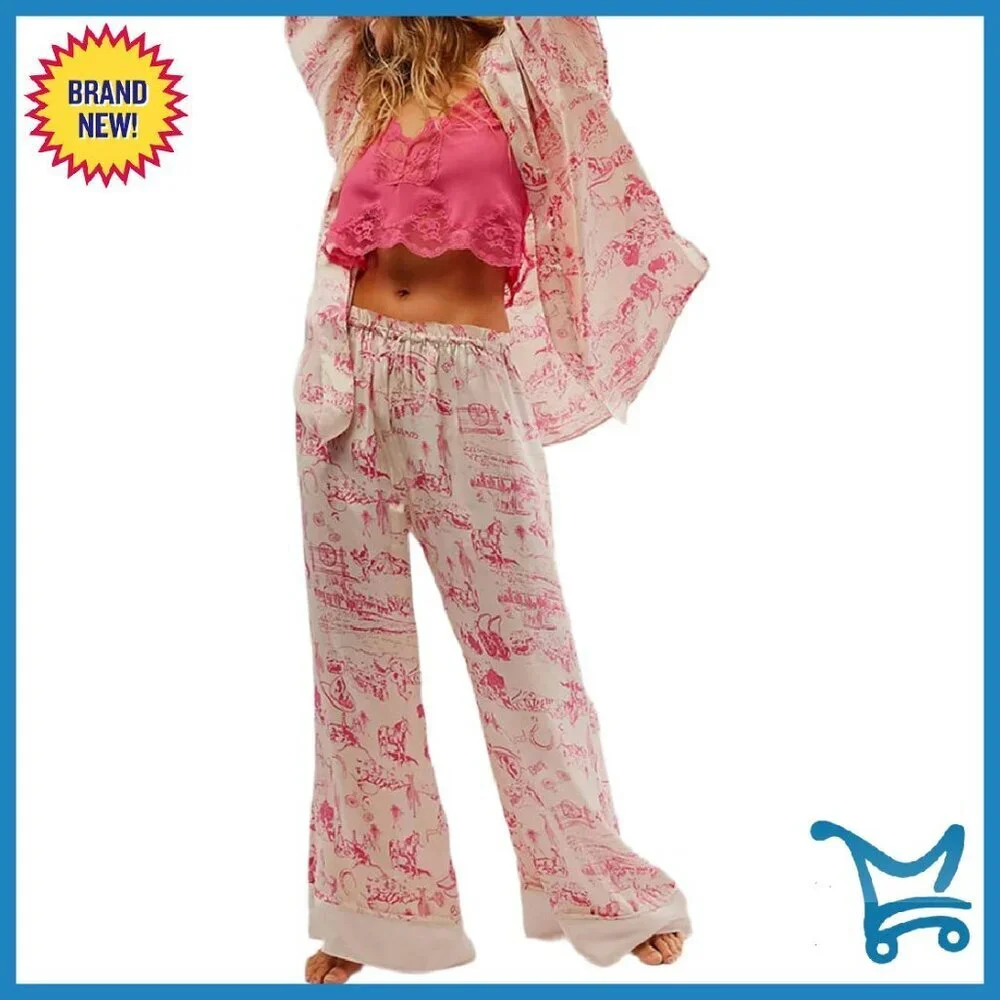 Women's Satin Pajama Set Long Sleeve Wide Leg Pants Loungewear